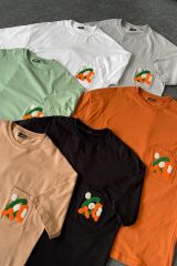 Gri Peluş Cep Detaylı Oversize Tshirt